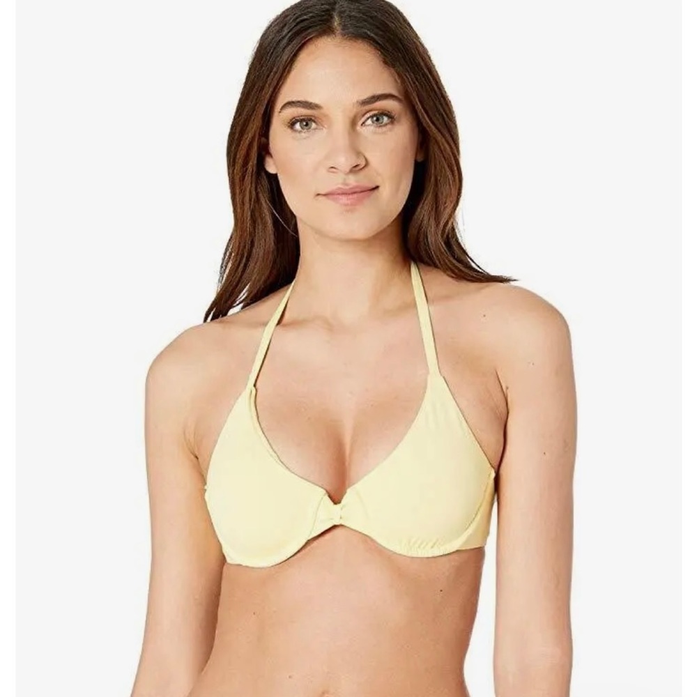 NWOT Isabella Rose Bow Tie‎ Halter Swim Top - Women's Size M - Yellow